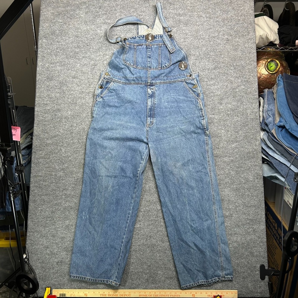 La Gate Overall Men's 2XL Blue Denim Pockets Classic Straight Workwear - 44X30